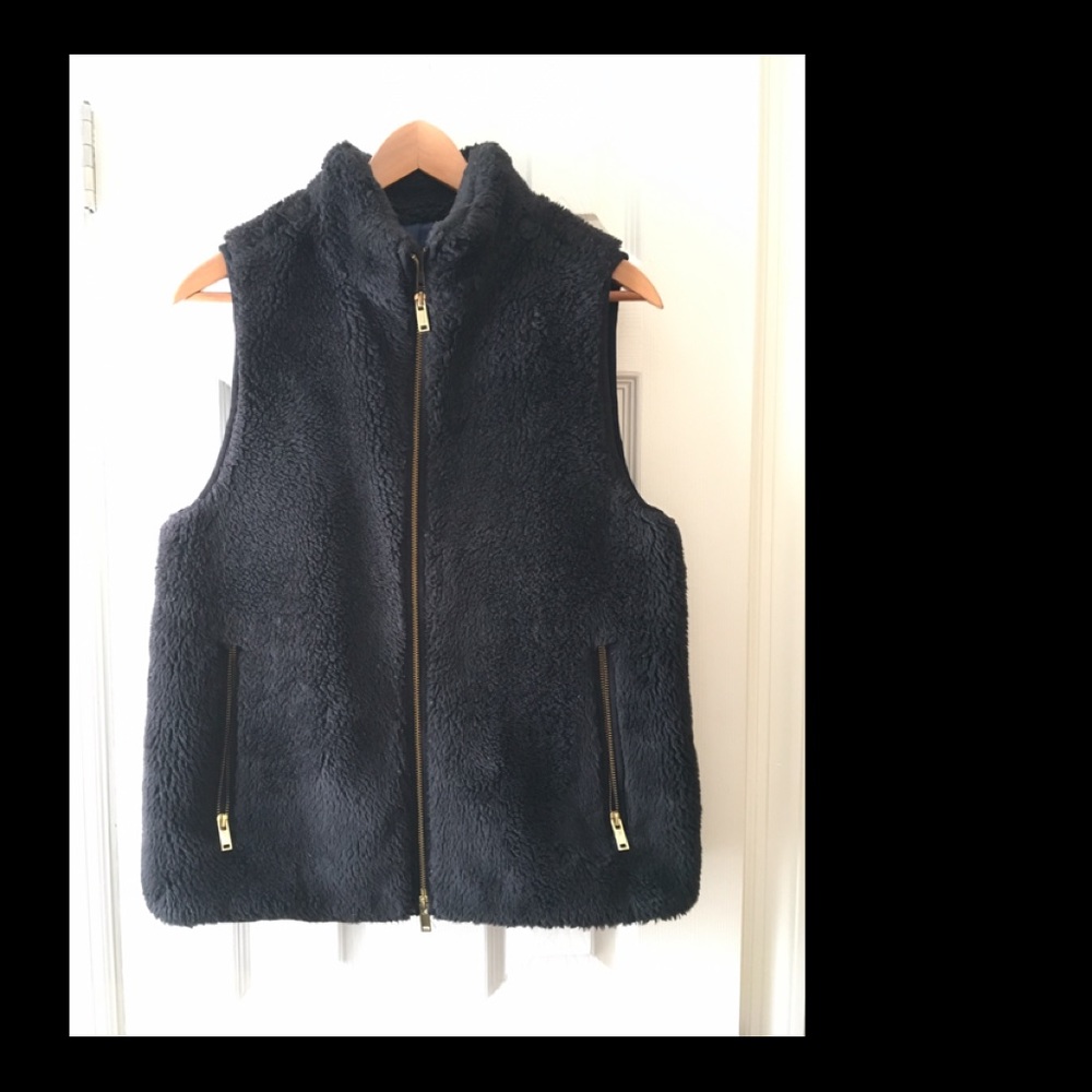 JCREW Black fleece vest size M